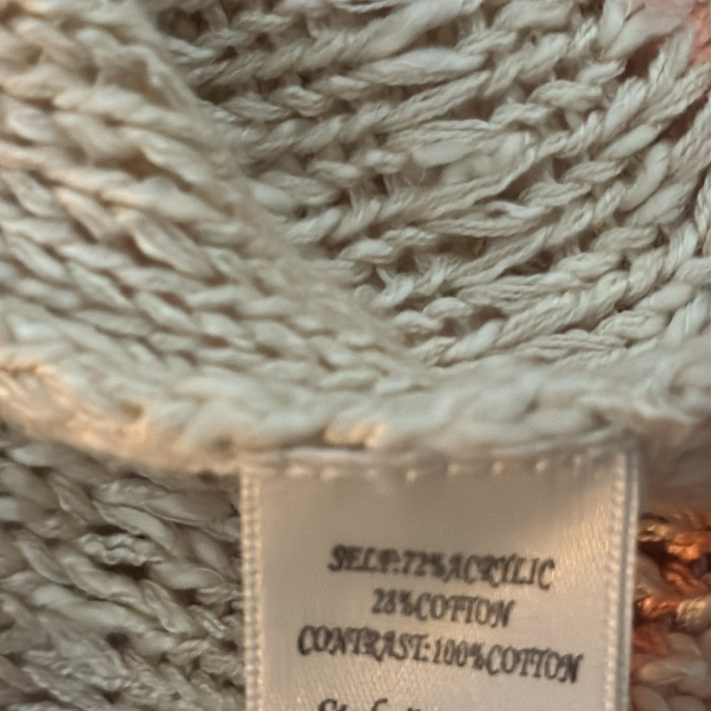 Sleeveless Beige and Blue Knit Fringe Vest - Picture 6 of 6